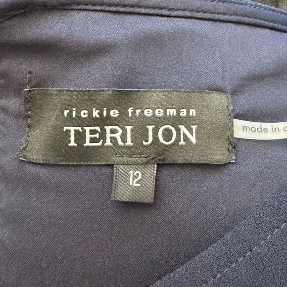 Rickie Freeman Teri Jon Sheath Dress Navy Blue Red Teal Colorblock NEW Size 12 - Picture 3 of 5